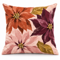 Abstract Poinsettia Christmas Printed Velvet Pillow Cover on a white background, showing the complete printed design.