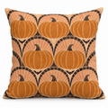Art Deco Pumpkin Fan Printed Pillow Cover on a white background, showing the complete printed design.