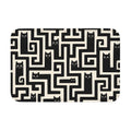 Black cat maze floor mat with rounded corners on white background.