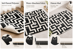 Black cat maze floor mat showing flannel, absorbent, and diatom mud options.