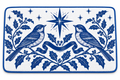Blue & White Christmas Songbird Printed Floor Mat floor mat shown on a pure white studio background with the complete printed design.