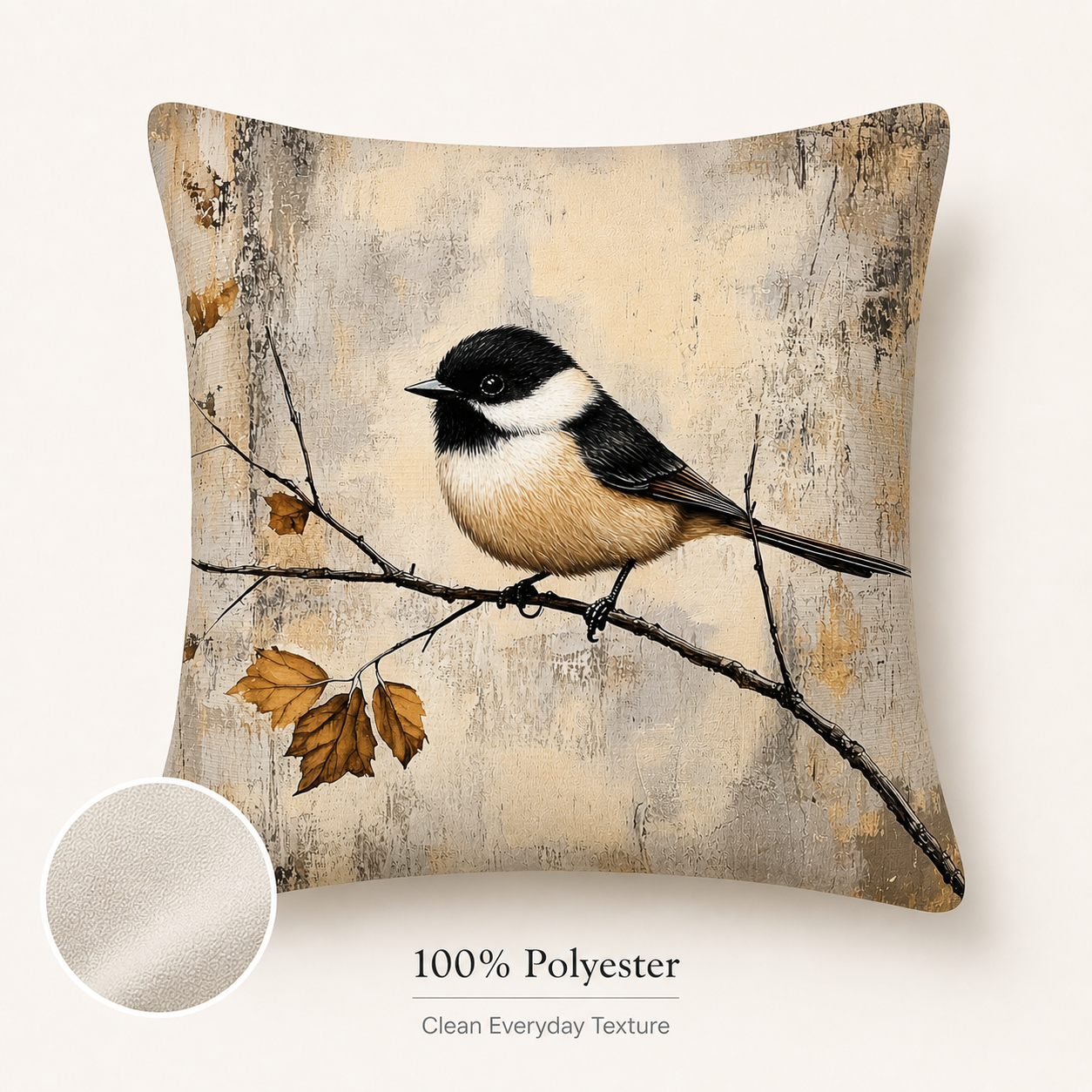 Chickadee polyester pillow cover with clean everyday texture detail