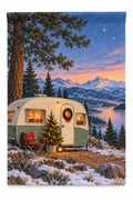 Christmas Camper Printed Garden Flag on a white background, showing the complete printed design.