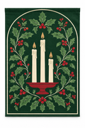 Christmas Candles & Holly Printed Garden Flag on a white background, showing the complete printed design.
