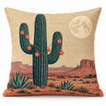 Desert Cactus Christmas Printed Pillow Cover on a white background, showing the complete printed design.