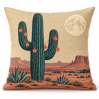 Desert Cactus Christmas Printed Pillow Cover on a white background, showing the complete printed design.