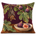 Fruit Bat Still Life Printed Velvet Pillow Cover on a white background, showing the complete printed design.