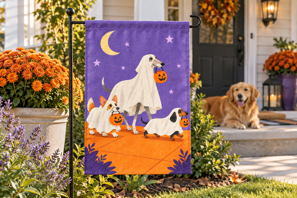 Ghost Dogs Halloween Printed Garden Flag