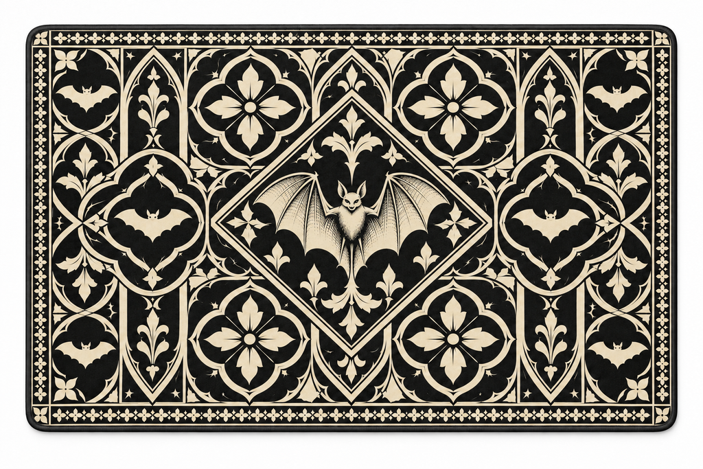 Gothic Bat Tile Printed Floor Mat on a white background, showing the complete printed design.