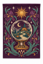 Halloween Fortune Teller Printed Garden Flag on a white background, showing the complete printed design.
