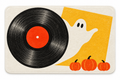Halloween Vinyl Record Party Printed Floor Mat on a white background, showing the complete printed design.