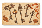 Haunted House Antique Keys Printed Floor Mat on a white background, showing the complete printed design.