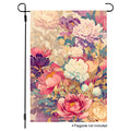 Japanese peony garden flag with soft pink, cream, and purple floral artwork
