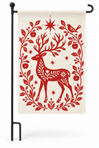 Nordic Reindeer Christmas Printed Garden Flag garden flag shown on a pure white studio background with the complete printed design.