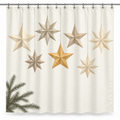 Paper Star Christmas Printed Shower Curtain on a white background, showing the complete printed design.