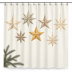 Paper Star Christmas Printed Shower Curtain on a white background, showing the complete printed design.