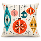 Retro Christmas Ornament Printed Velvet Pillow Cover pillow covers shown on a pure white studio background with the complete printed design.