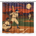 Skeleton Baseball Game Printed Shower Curtain on a white background, showing the complete printed design.