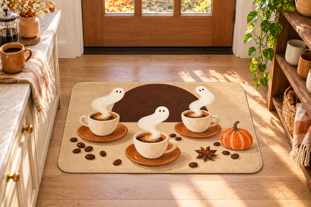 Spooky Espresso Halloween Printed Floor Mat