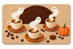 Spooky Espresso Halloween Printed Floor Mat on a white background, showing the complete printed design.