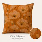 Close-up detail of a 100% polyester poppy flower pillow cover showing clean everyday fabric texture.