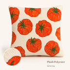 Soft and cozy plush polyester pillow cover featuring a vibrant red tomato printed pattern.