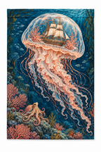 Underwater Ghost Ship Printed Garden Flag on a white background, showing the complete printed design.
