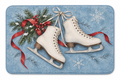 Winter Ice Skates Christmas Printed Floor Mat on a white background, showing the complete printed design.