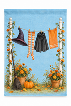 Witch Laundry Line Printed Garden Flag on a white background, showing the complete printed design.